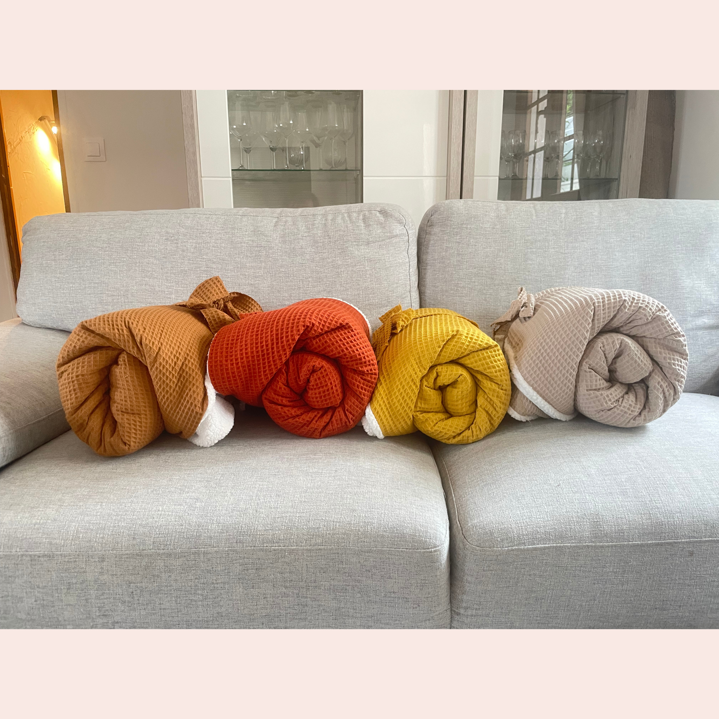 Plaid cocooning XL automne-hiver – ☕ Cappuccino -Doux & chaleureux (180x150 cm)