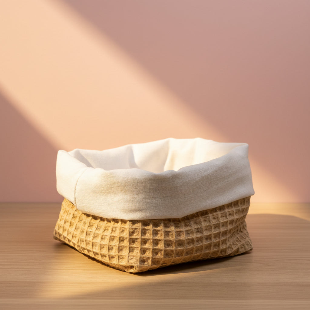 Petit panier de rangement réversible en nid d’abeille – 10 x 10 cm Beige