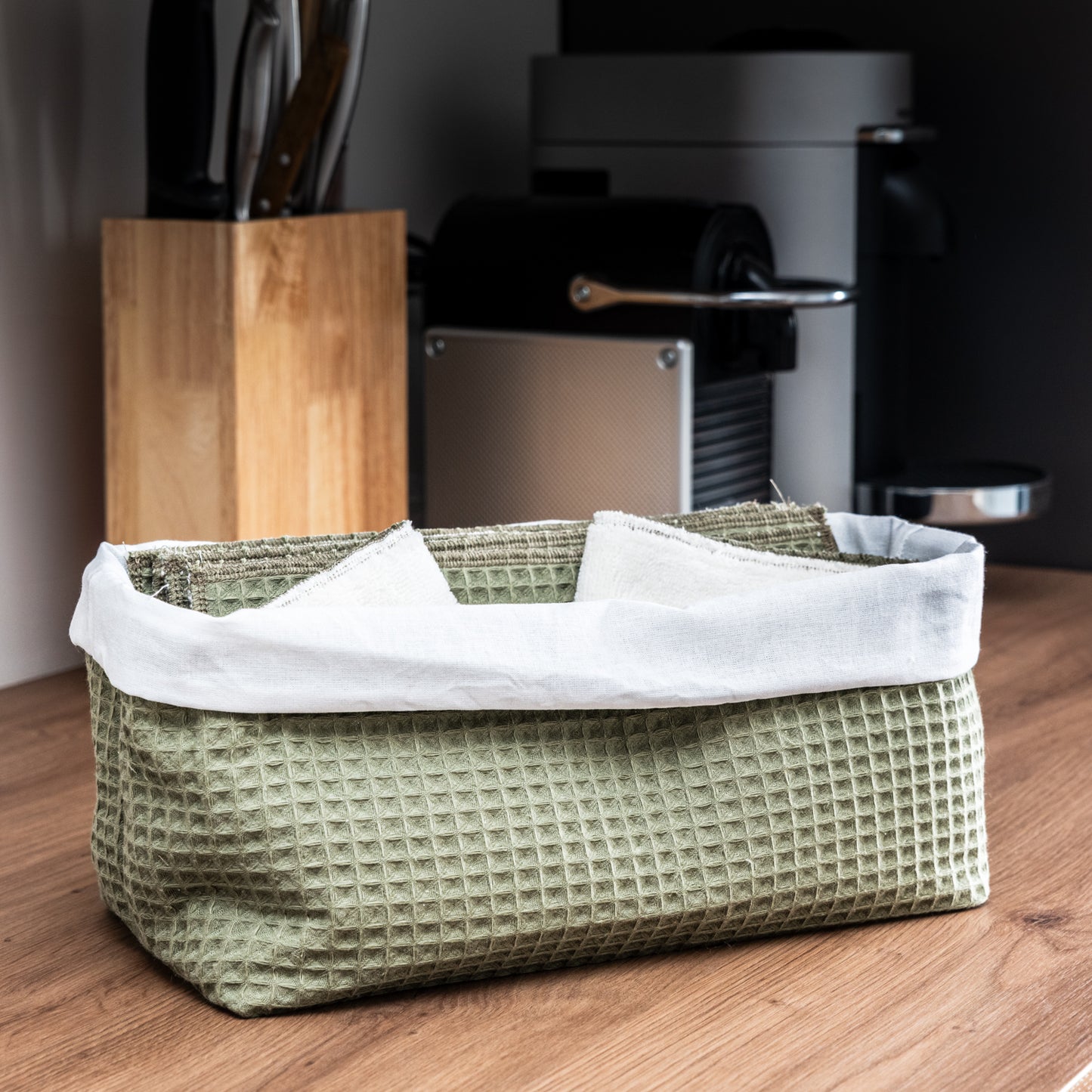 Pack de 10 essuie-tout réutilisables + panier assorti – Douceur et zéro déchet - SAUGE