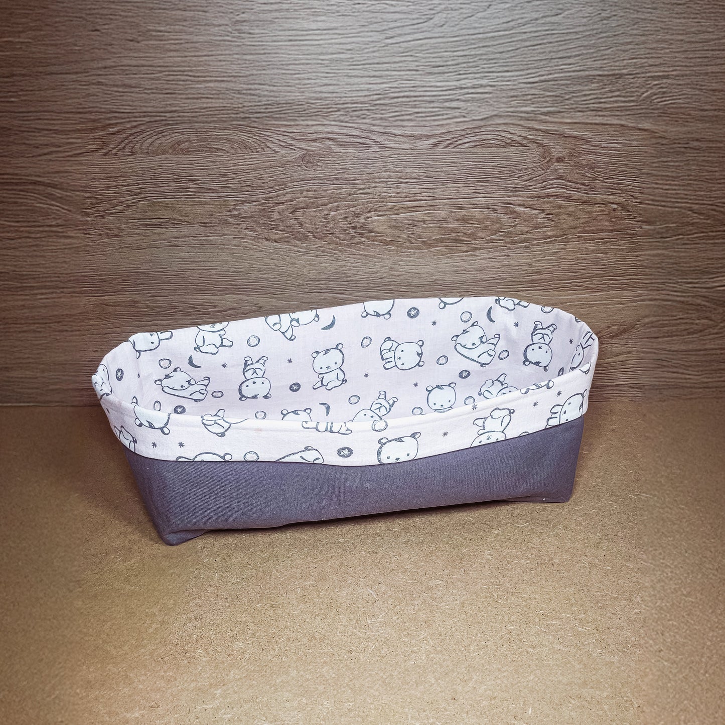 Lot n° 1 - Panier de rangement couches - nounours rose