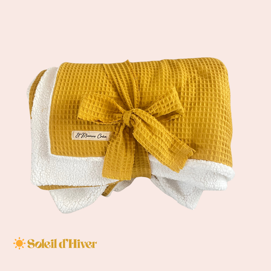 Plaid cocooning XL automne-hiver – ☀️ Soleil d’Hiver -Doux & chaleureux (180x150 cm)
