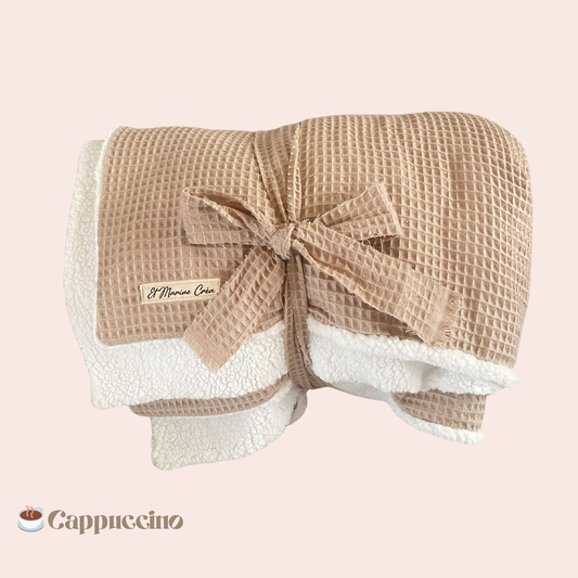 Plaid cocooning XL automne-hiver – ☕ Cappuccino -Doux & chaleureux (180x150 cm)