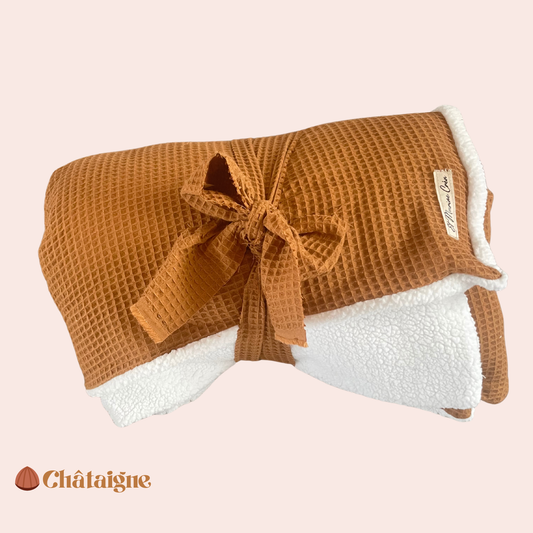 Plaid cocooning XL automne-hiver – 🌰 Châtaigne -Doux & chaleureux (180x150 cm)