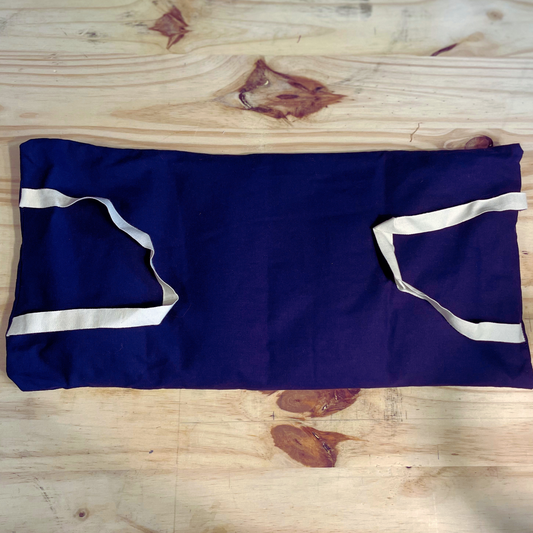 💙 Bouillotte sèche en graine de lin – Lombaire • Bleu marine