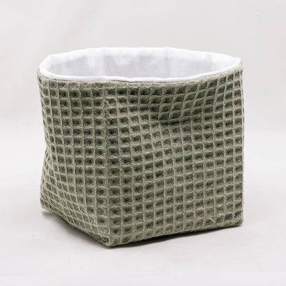 Petit panier de rangement réversible en nid d’abeille – 10 x 10 cm Sauge