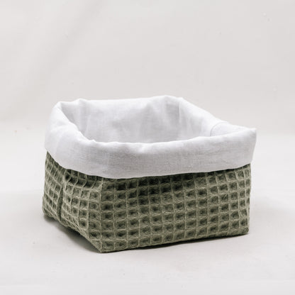 Petit panier de rangement réversible en nid d’abeille – 10 x 10 cm Sauge