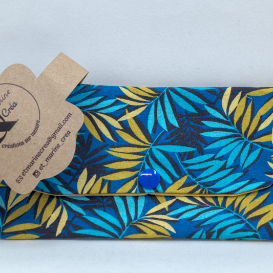Pochette de lunettes en tissu – Léger et pratique pour l’été Palme bleu